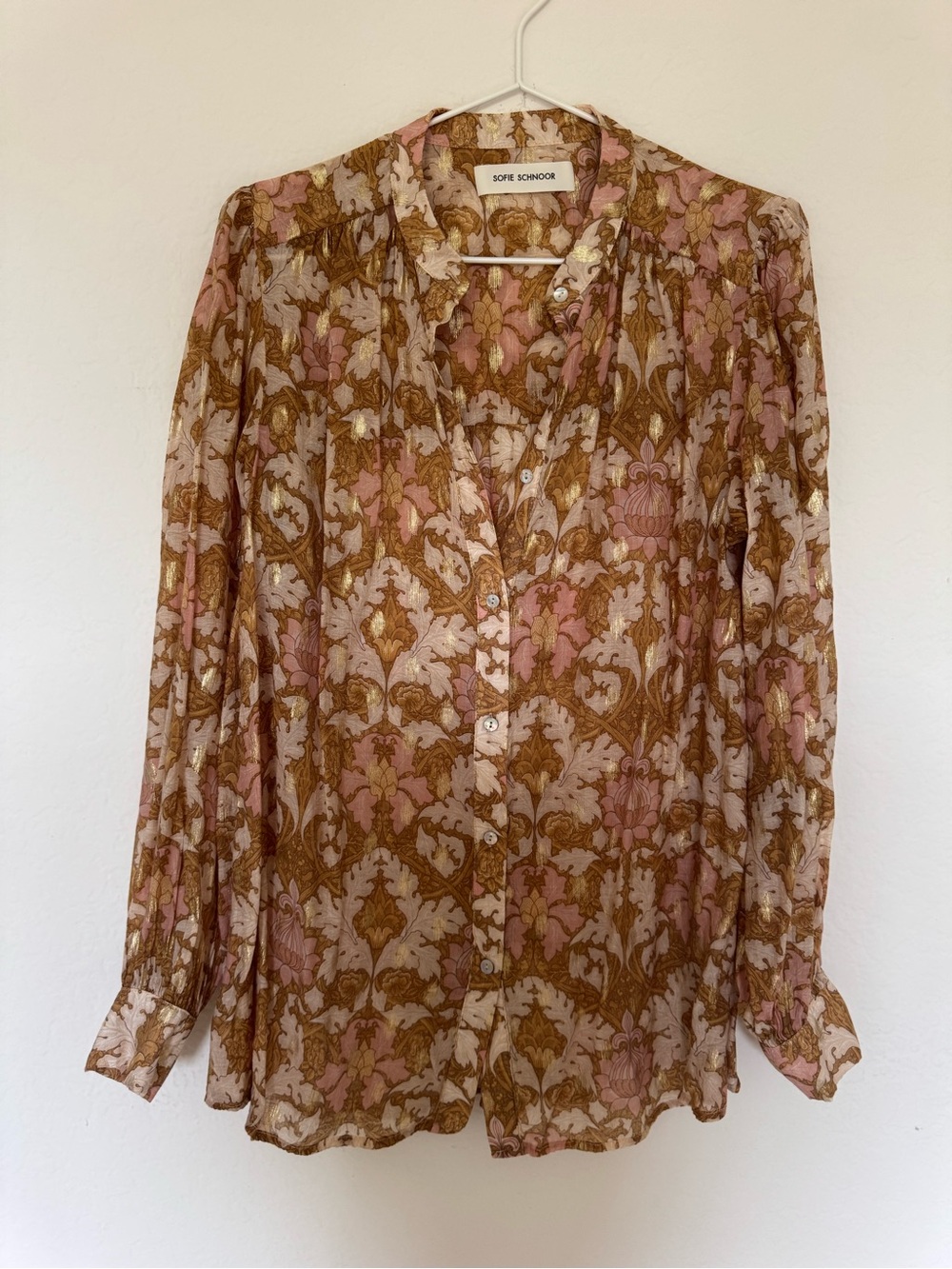 Pink & Brown Floral Button-Up Blouse
